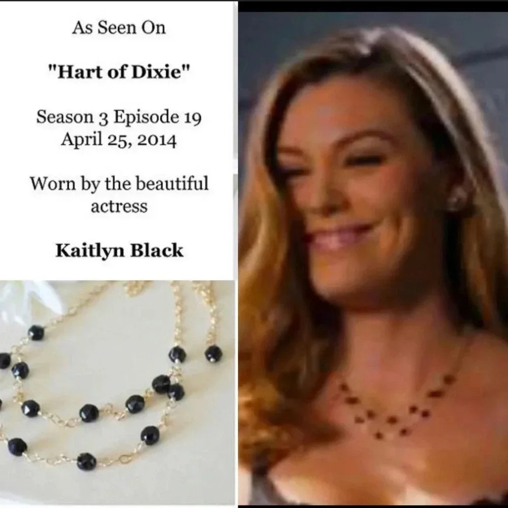 Black Spinel Necklace,Hart Of Dixie, Kaitlyn Black,Two Row Necklace